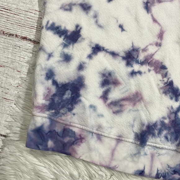 Mother The Fray Cap Sleeve Blueberry Tie Dye Sweat Rainbow Pullover Top - Picture 9 of 14